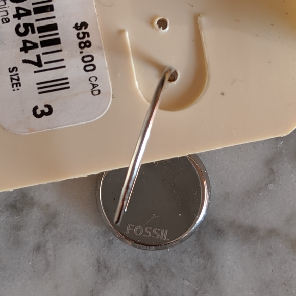 Fossil silver color diamonds earrings NWT - Picture 4 of 7